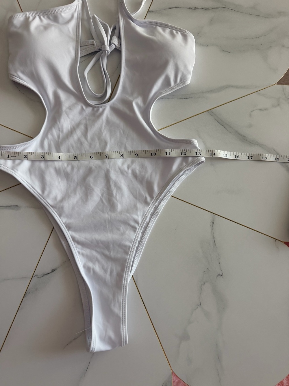 White Cutout One-Piece Swimsuit - Picture 3 of 9